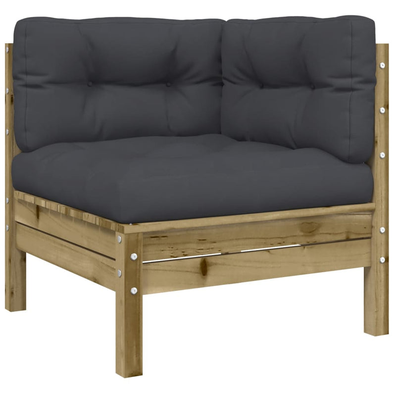 vidaXL 3 Piece Garden Sofa Set with Cushions Impregnated Wood Pine