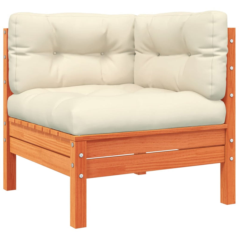 vidaXL 4 Piece Garden Sofa Set with Cushions Wax Brown Solid Wood Pine