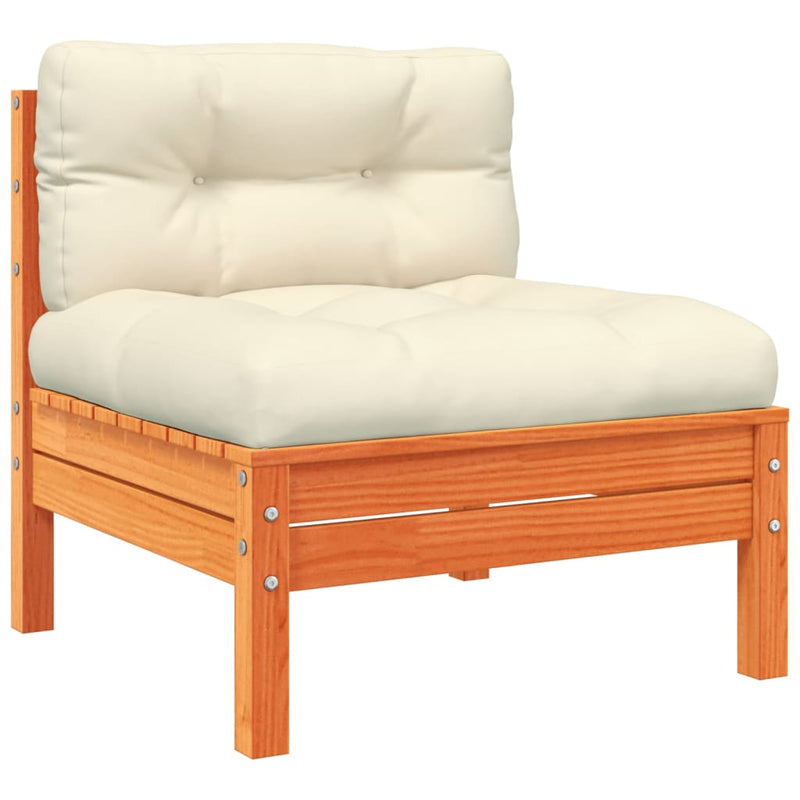 vidaXL 4 Piece Garden Sofa Set with Cushions Wax Brown Solid Wood Pine
