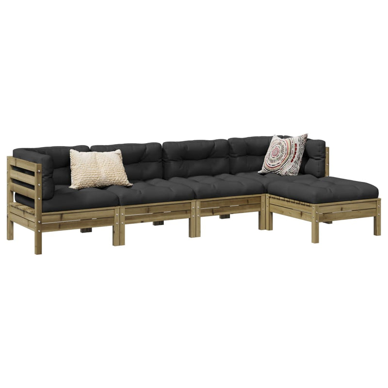vidaXL 5 Piece Garden Sofa Set with Cushions Impregnated Wood Pine