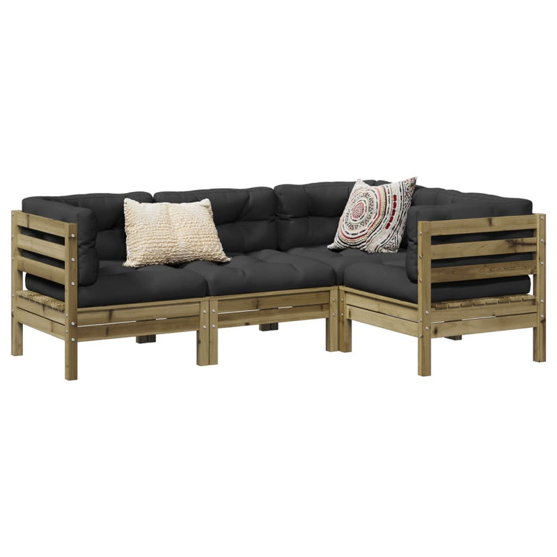 vidaXL 4 Piece Garden Sofa Set with Cushions Impregnated Wood Pine