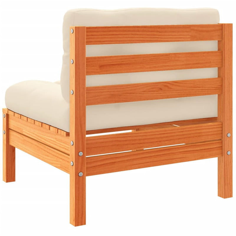 vidaXL 5 Piece Garden Sofa Set with Cushions Wax Brown Solid Wood Pine