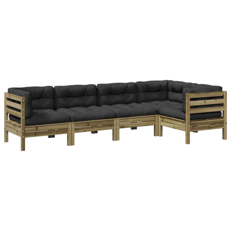 vidaXL 5 Piece Garden Sofa Set with Cushions Impregnated Wood Pine