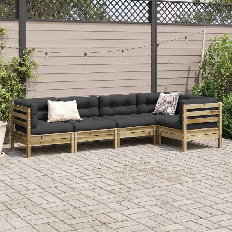vidaXL 5 Piece Garden Sofa Set with Cushions Impregnated Wood Pine