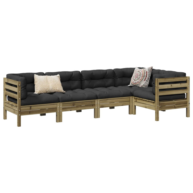 vidaXL 5 Piece Garden Sofa Set with Cushions Impregnated Wood Pine