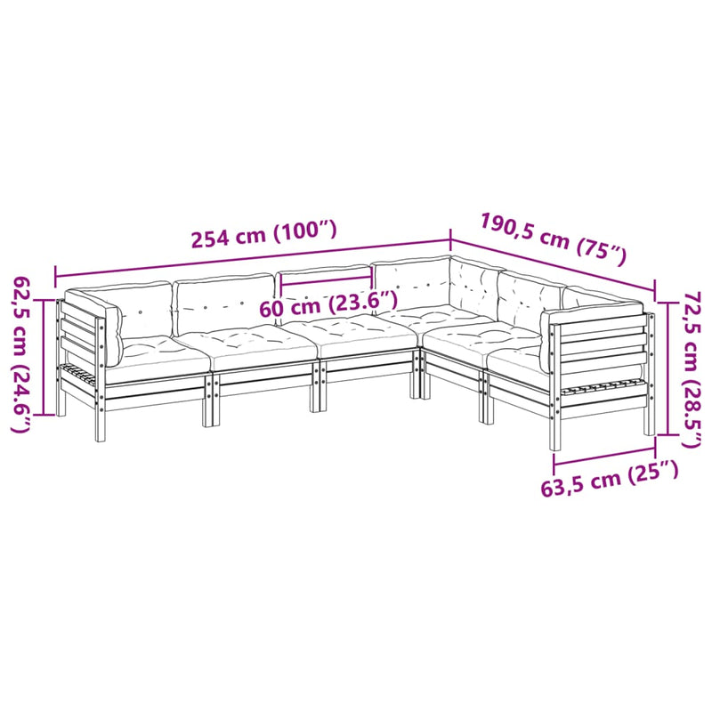 vidaXL 6 Piece Garden Sofa Set with Cushions Solid Wood Douglas Fir