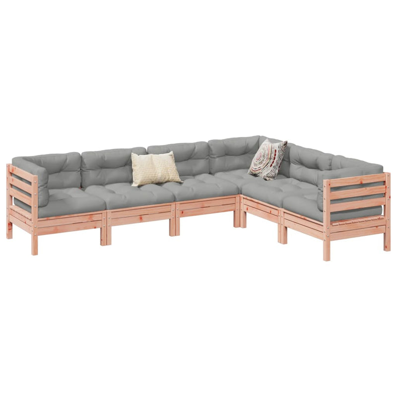 vidaXL 6 Piece Garden Sofa Set with Cushions Solid Wood Douglas Fir