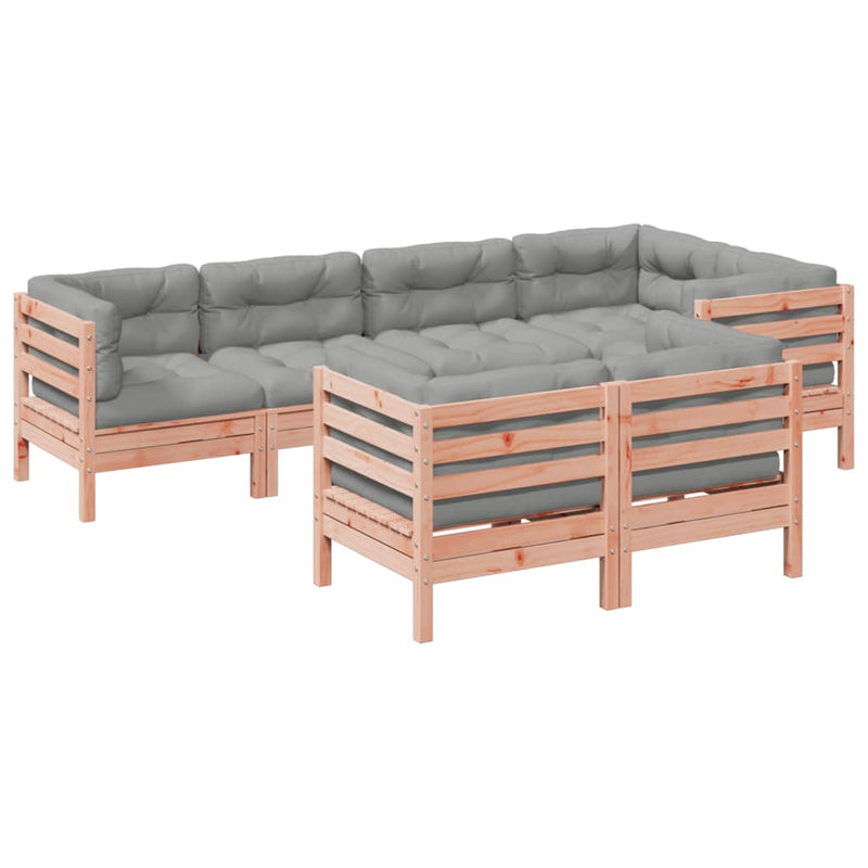 7 Piece Garden Sofa Set with Cushions Solid Wood Douglas Fir