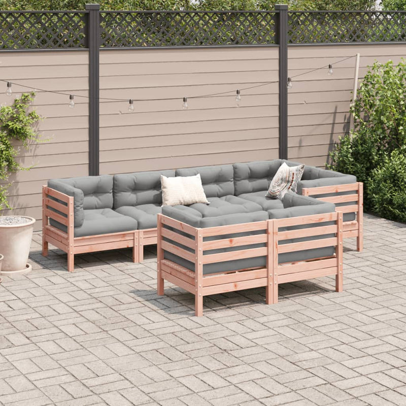 vidaXL 7 Piece Garden Sofa Set with Cushions Solid Wood Douglas Fir