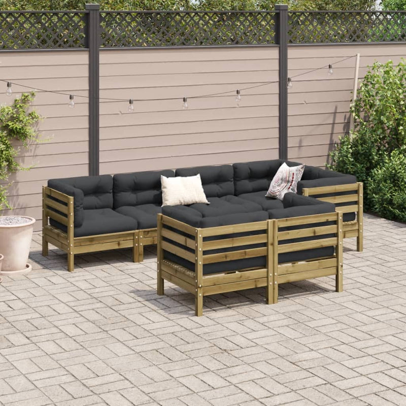 vidaXL 7 Piece Garden Sofa Set with Cushions Impregnated Wood Pine