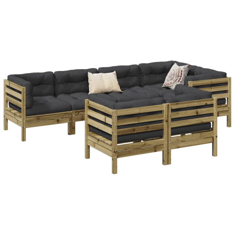 vidaXL 7 Piece Garden Sofa Set with Cushions Impregnated Wood Pine