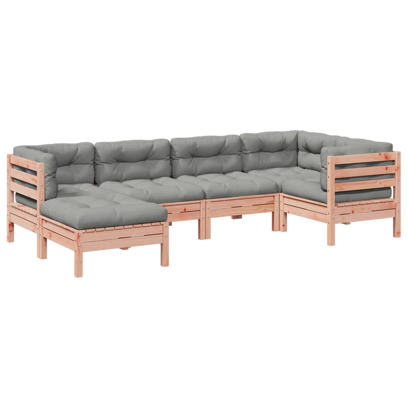 6 Piece Garden Sofa Set with Cushions Solid Wood Douglas Fir