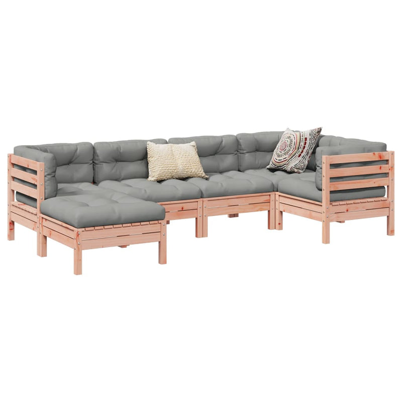 vidaXL 6 Piece Garden Sofa Set with Cushions Solid Wood Douglas Fir