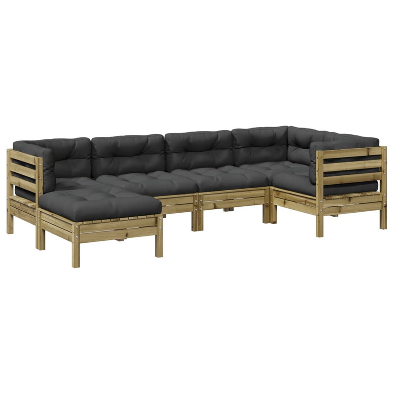 vidaXL 6 Piece Garden Sofa Set with Cushions Impregnated Wood Pine