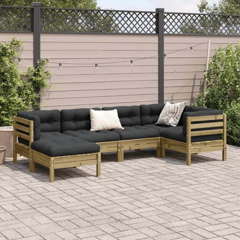 vidaXL 6 Piece Garden Sofa Set with Cushions Impregnated Wood Pine