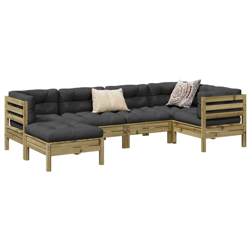 vidaXL 6 Piece Garden Sofa Set with Cushions Impregnated Wood Pine