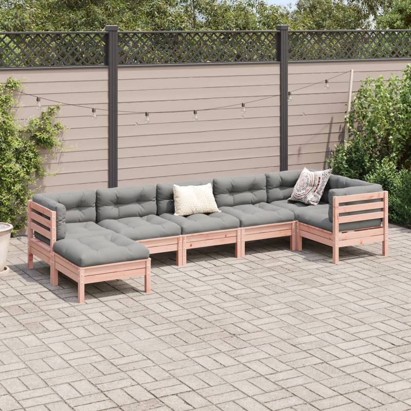 vidaXL 7 Piece Garden Sofa Set with Cushions Solid Wood Douglas Fir