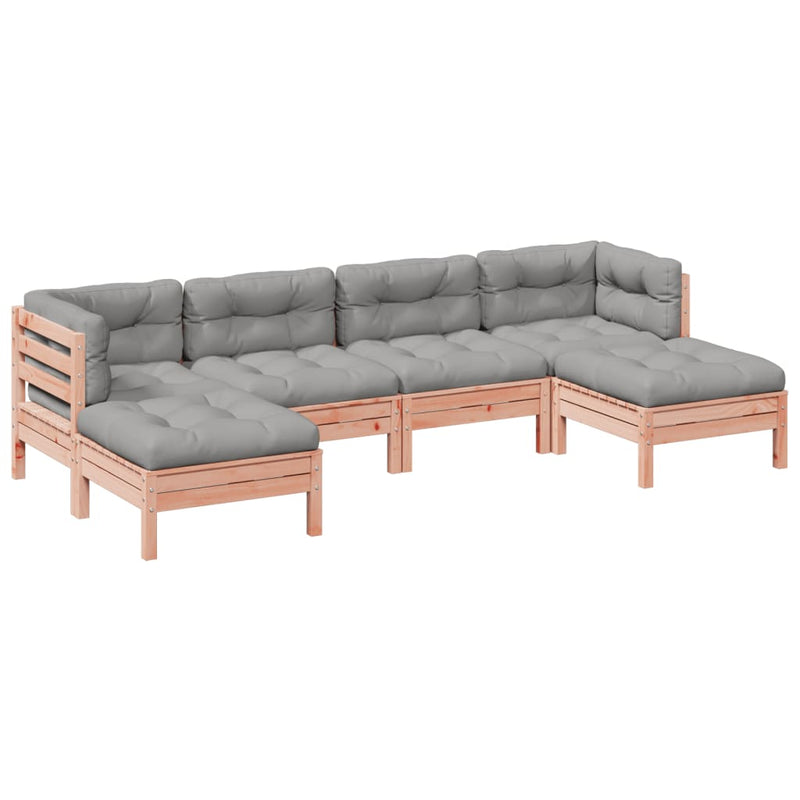 6 Piece Garden Sofa Set with Cushions Solid Wood Douglas Fir