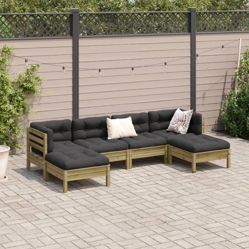 vidaXL 6 Piece Garden Sofa Set with Cushions Impregnated Wood Pine