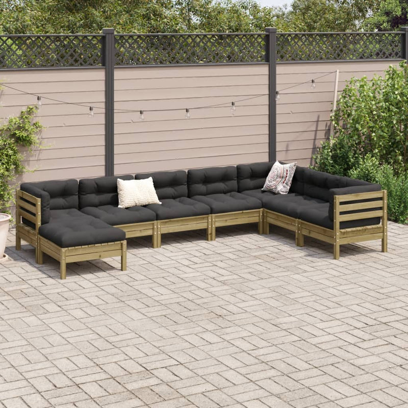 vidaXL 8 Piece Garden Sofa Set with Cushions Impregnated Wood Pine