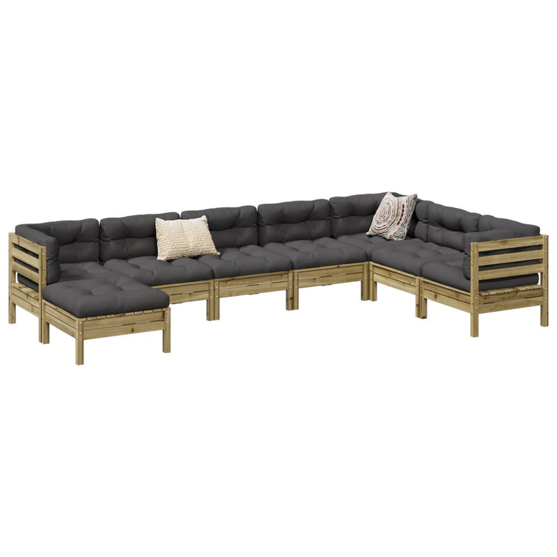 vidaXL 8 Piece Garden Sofa Set with Cushions Impregnated Wood Pine