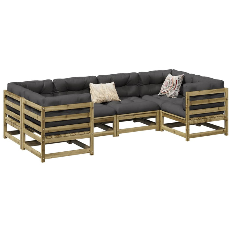 vidaXL 6 Piece Garden Sofa Set with Cushions Impregnated Wood Pine