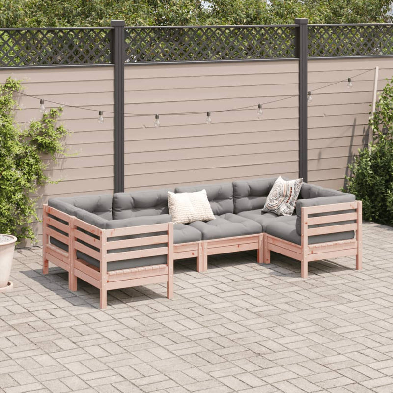 vidaXL 6 Piece Garden Sofa Set with Cushions Solid Wood Douglas Fir