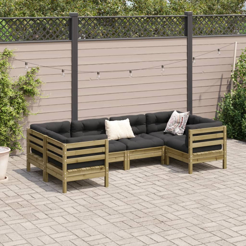 vidaXL 6 Piece Garden Sofa Set with Cushions Impregnated Wood Pine