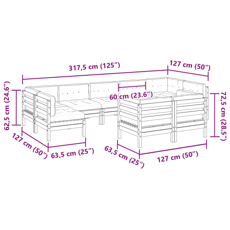 vidaXL 9 Piece Garden Sofa Set with Cushions Solid Wood Douglas Fir