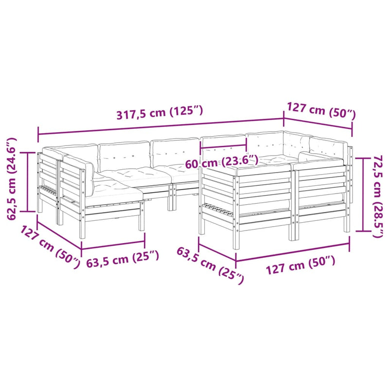 vidaXL 9 Piece Garden Sofa Set with Cushions Impregnated Wood Pine