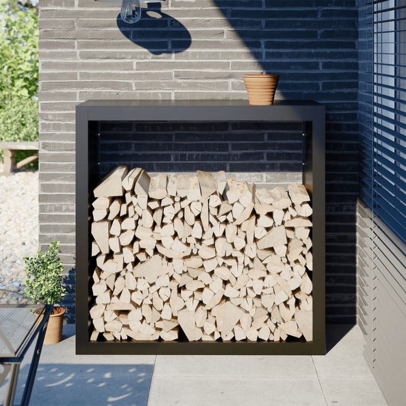 vidaXL Firewood Rack Black 100x40x100 cm Steel