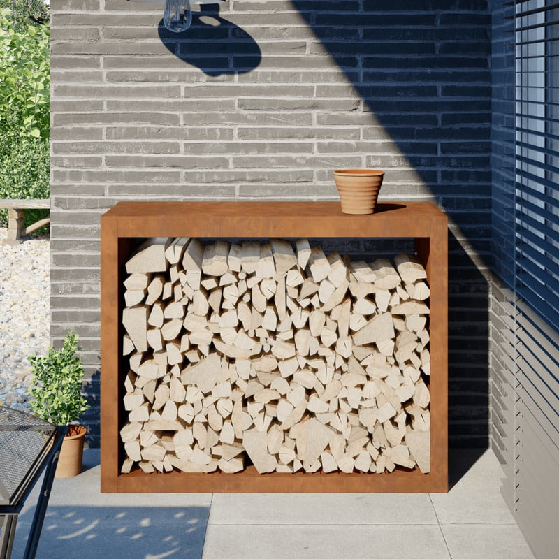 vidaXL Firewood Rack 100x40x80 cm Weathering Steel