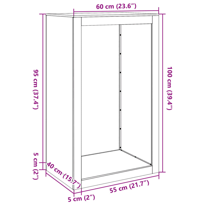 Firewood Rack Black 60x40x100 cm Steel