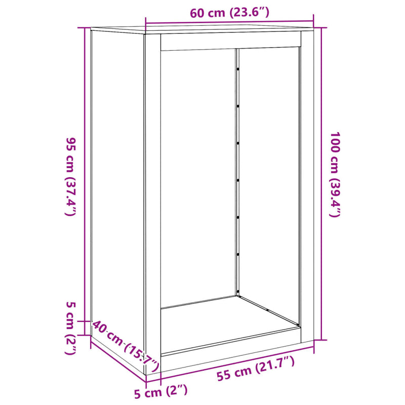 vidaXL Firewood Rack 60x40x100 cm Weathering Steel