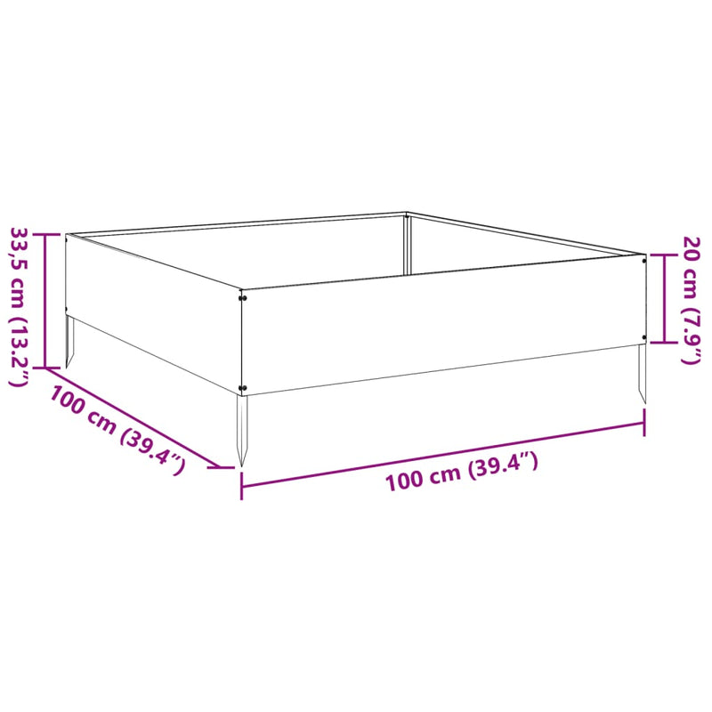 vidaXL Garden Raised Bed Black 100x100x33.5 cm Steel