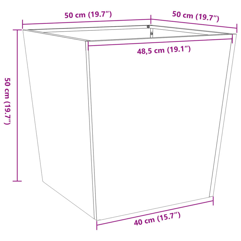 vidaXL Garden Planter 50x50x50 cm Weathering Steel