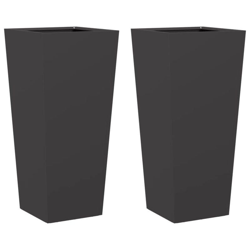 vidaXL Garden Planters 2 pcs Black 35x35x75 cm Steel