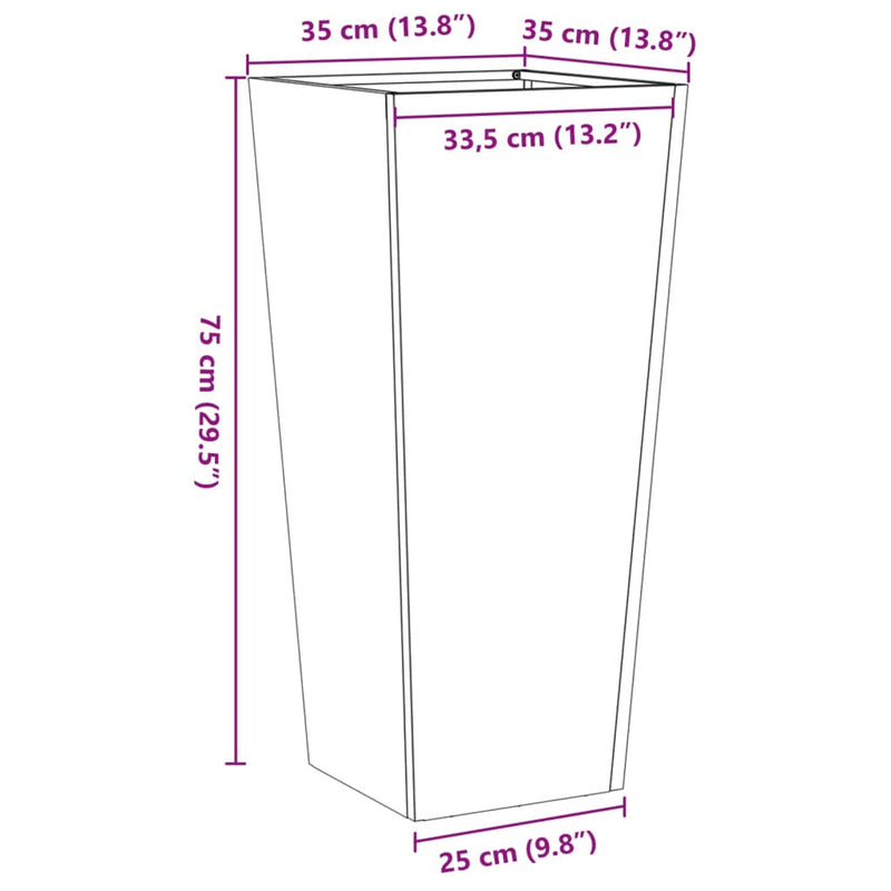 vidaXL Garden Planters 2 pcs Black 35x35x75 cm Steel