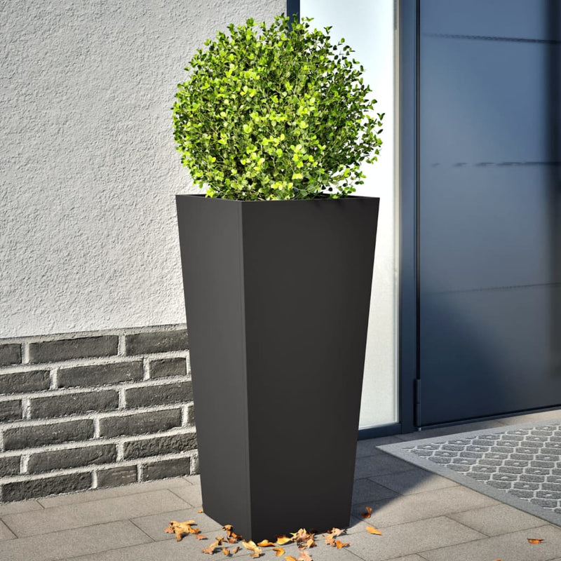 vidaXL Garden Planters 2 pcs Black 35x35x75 cm Steel