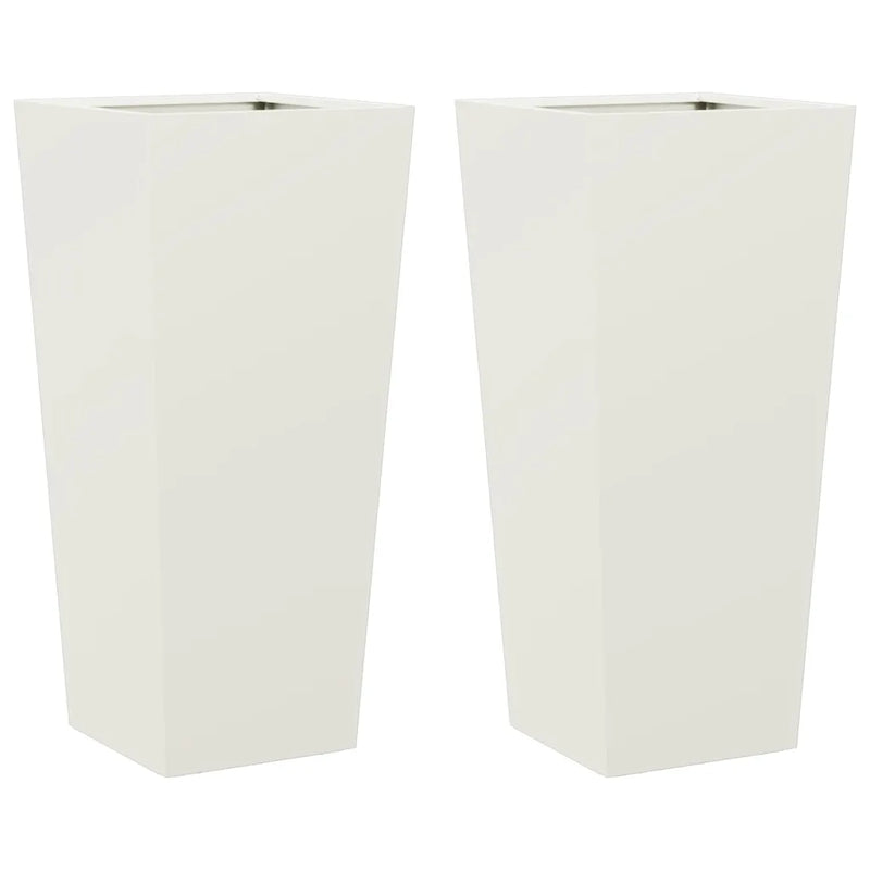 Garden Planters 2 pcs White 35x35x75 cm Steel