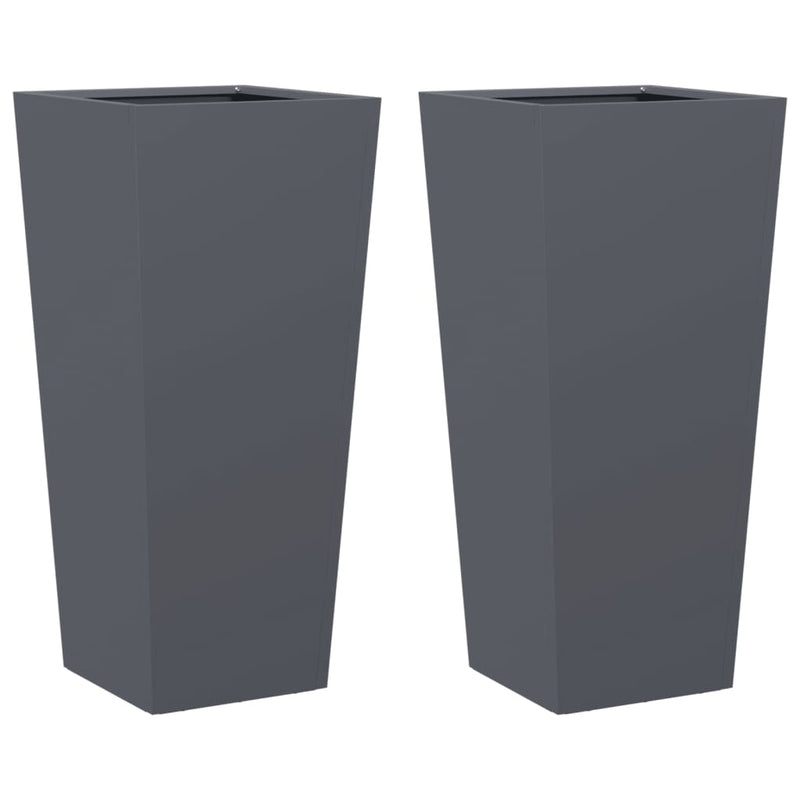 vidaXL Garden Planters 2 pcs Anthracite 35x35x75 cm Steel