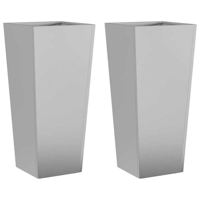 vidaXL Garden Planters 2 pcs 35x35x75 cm Galvanised Steel