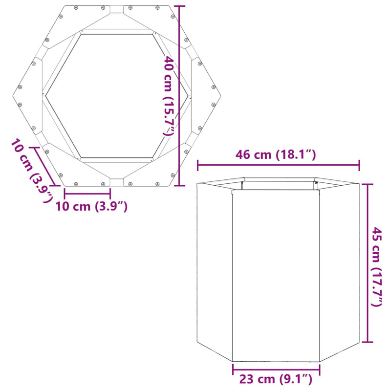 vidaXL Garden Planters 2 pcs Anthracite Hexagon 46x40x45 cm Steel