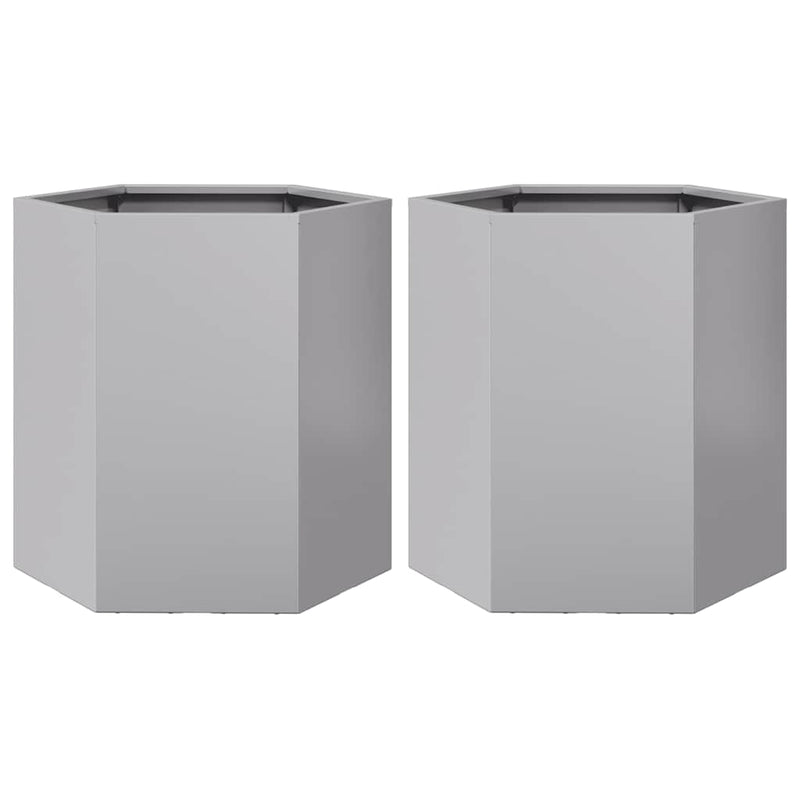 vidaXL Garden Planters 2 pcs Hexagon 46x40x45 cm Galvanized Steel