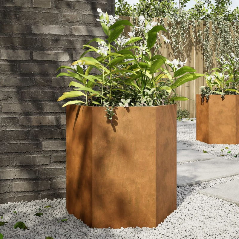 Garden Planters 2 pcs Hexagon 46x40x45 cm Weathering Steel