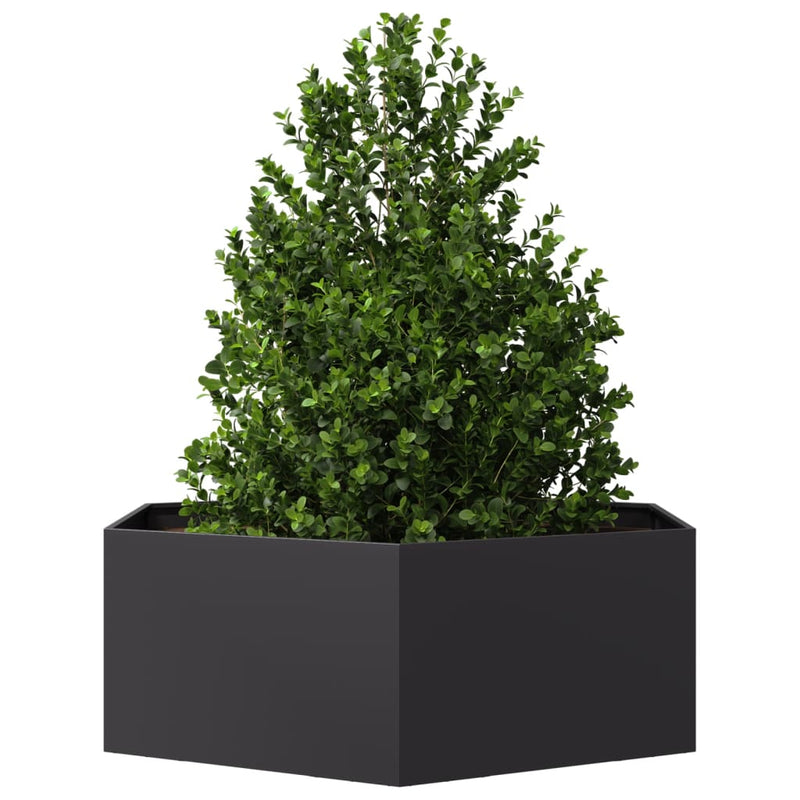 vidaXL Garden Planter Black Hexagon 138x120x45 cm Steel