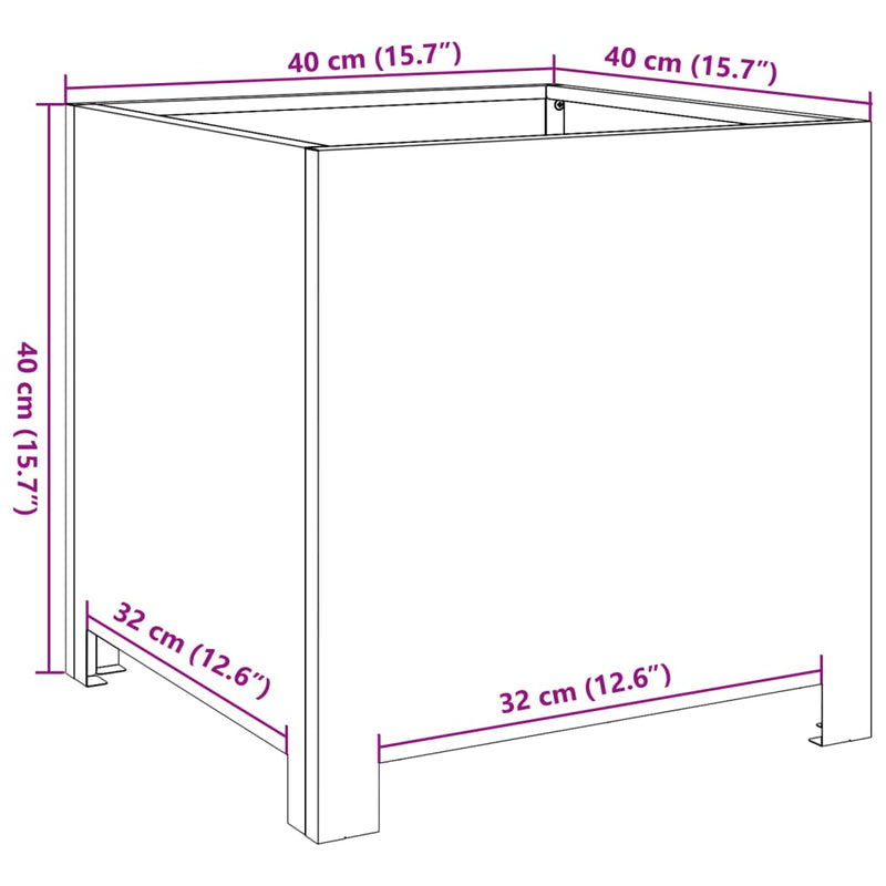 Garden Planters 2 pcs Black 40x40x40 cm Steel