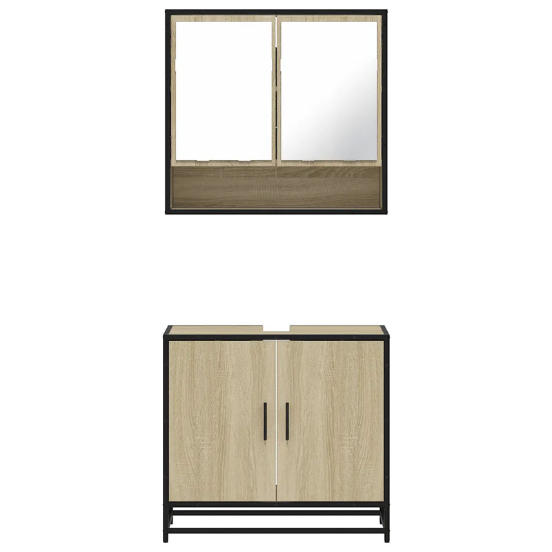 2 Piece Bathroom Furniture Set Sonoma Oak Engineered Wood