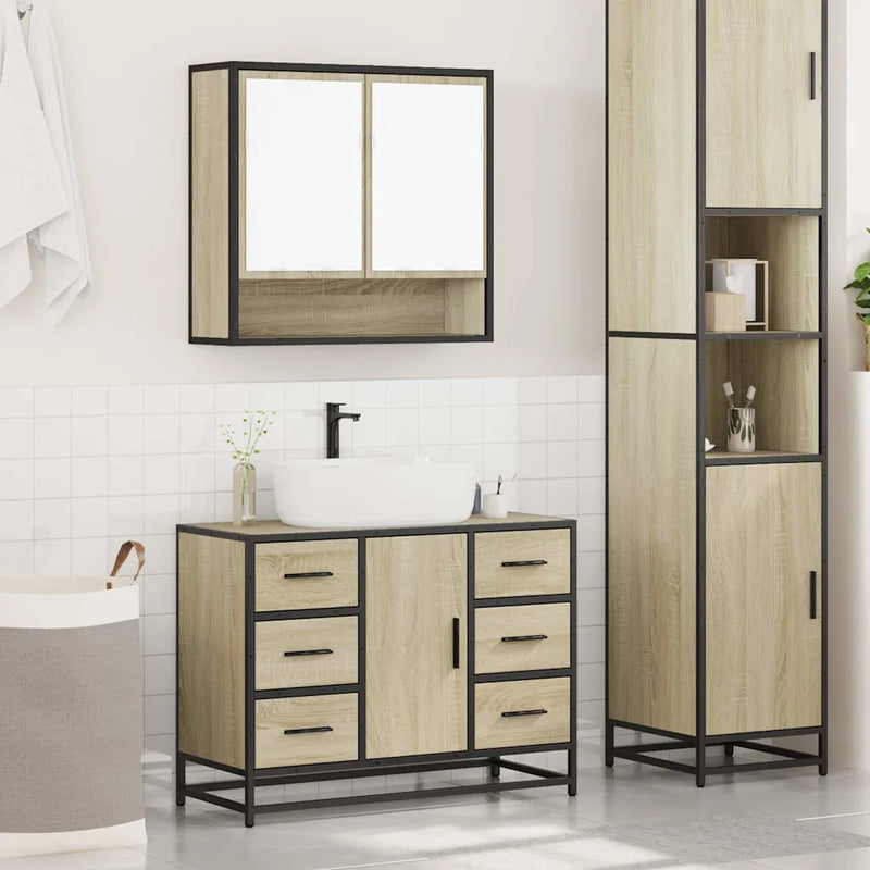 2 Piece Bathroom Furniture Set Sonoma Oak Engineered Wood