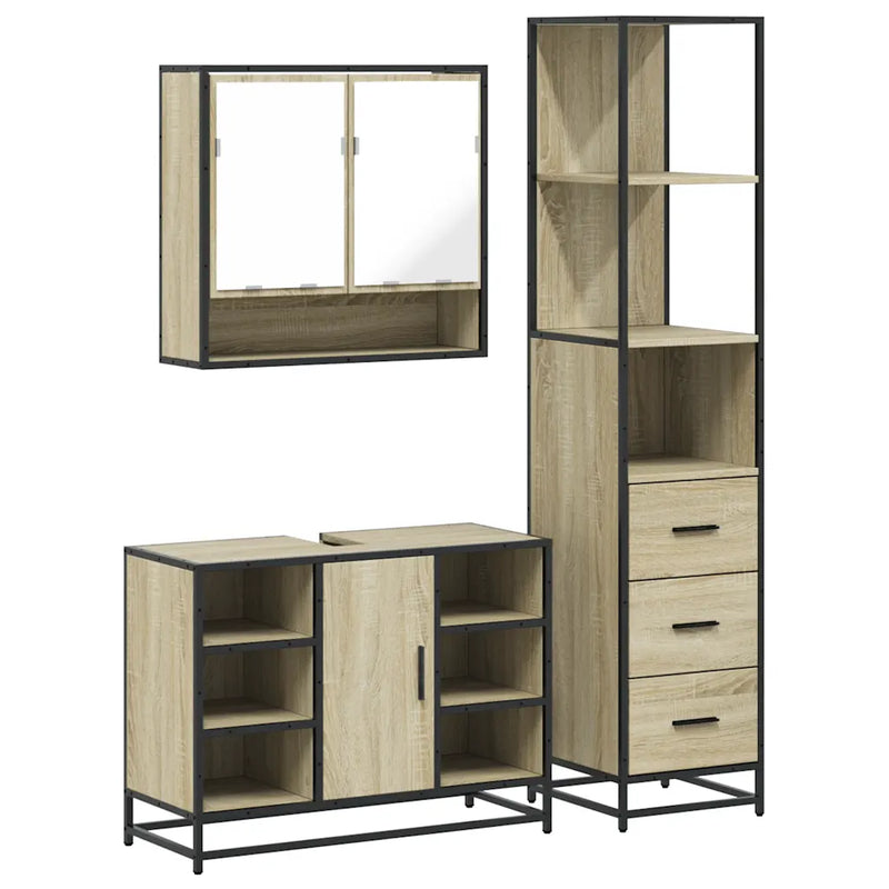 3�� Piece Bathroom Furniture Set�� Sonoma Oak Engineered Wood